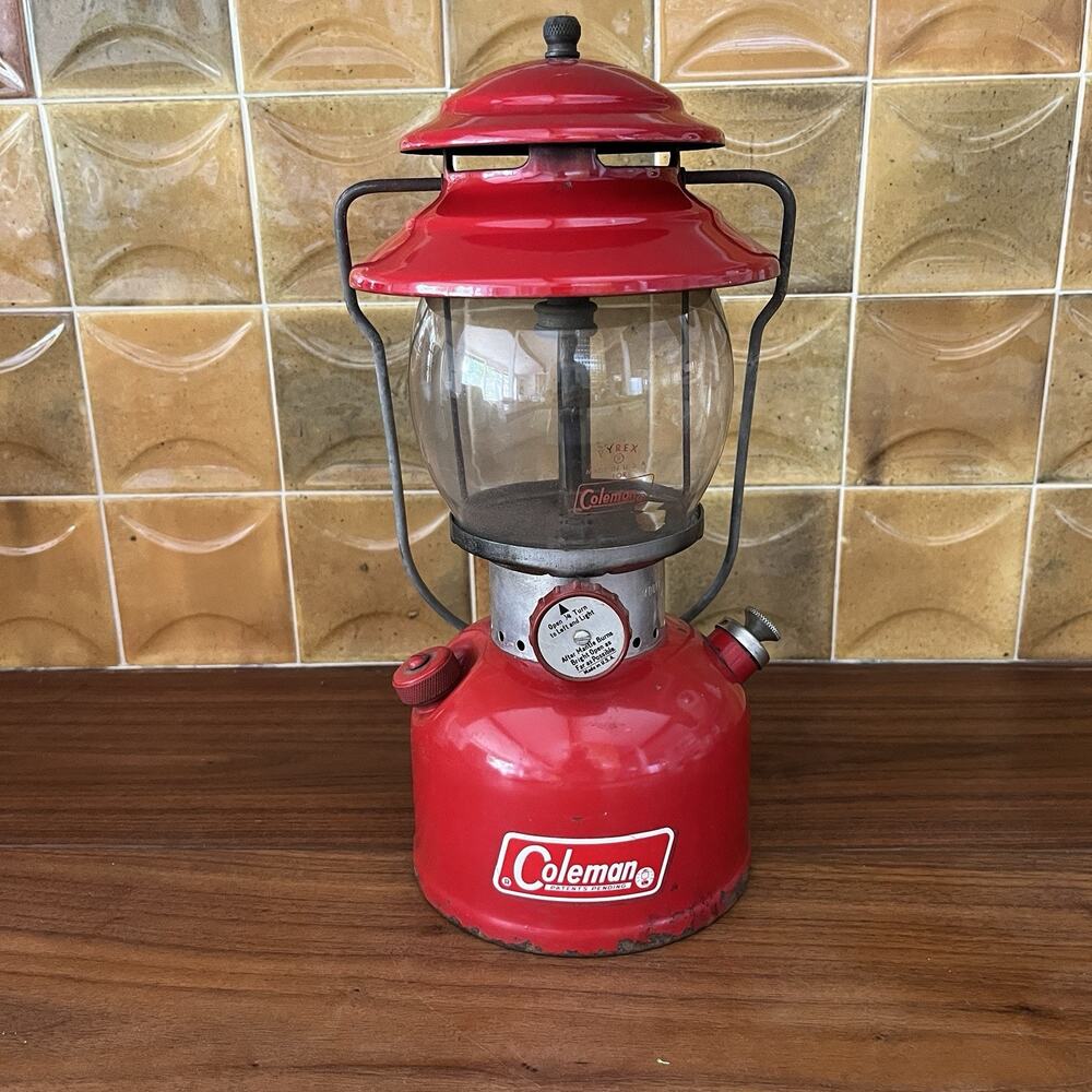 Vintage Coleman Red Gas Single Mantle Camping Lantern